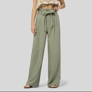 Sage Green Linen pants with tie